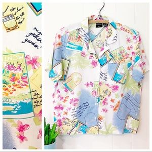 ❌SOLD❌VTG 90s Erika Petite Travel Postcard Blouse